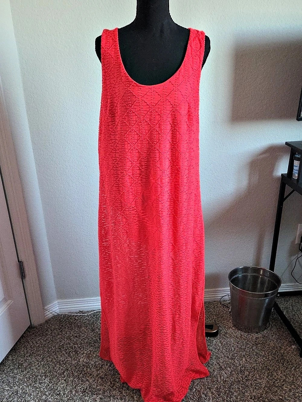 Apt. 9 Festival Coral Textured Knit Maxi Dress Size XL